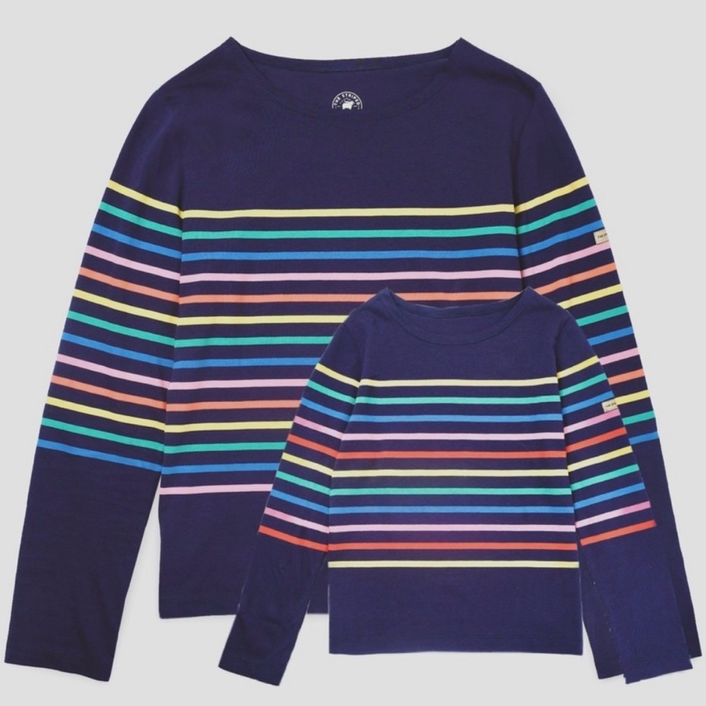 Women's Navy Striped Long Sleeve Tee